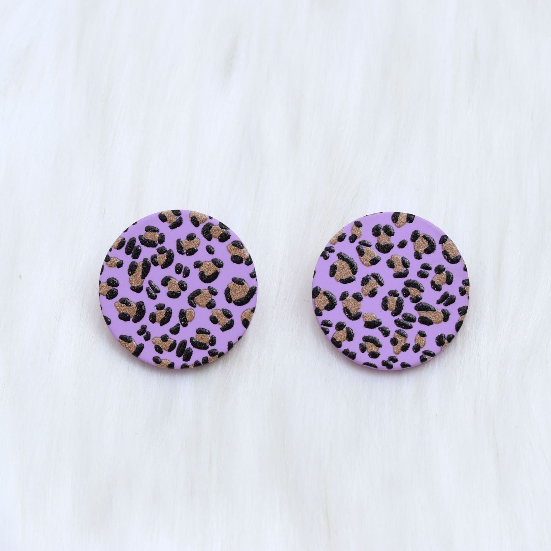 Wholesale Christmas Round Leopard Print Acrylic Earrings